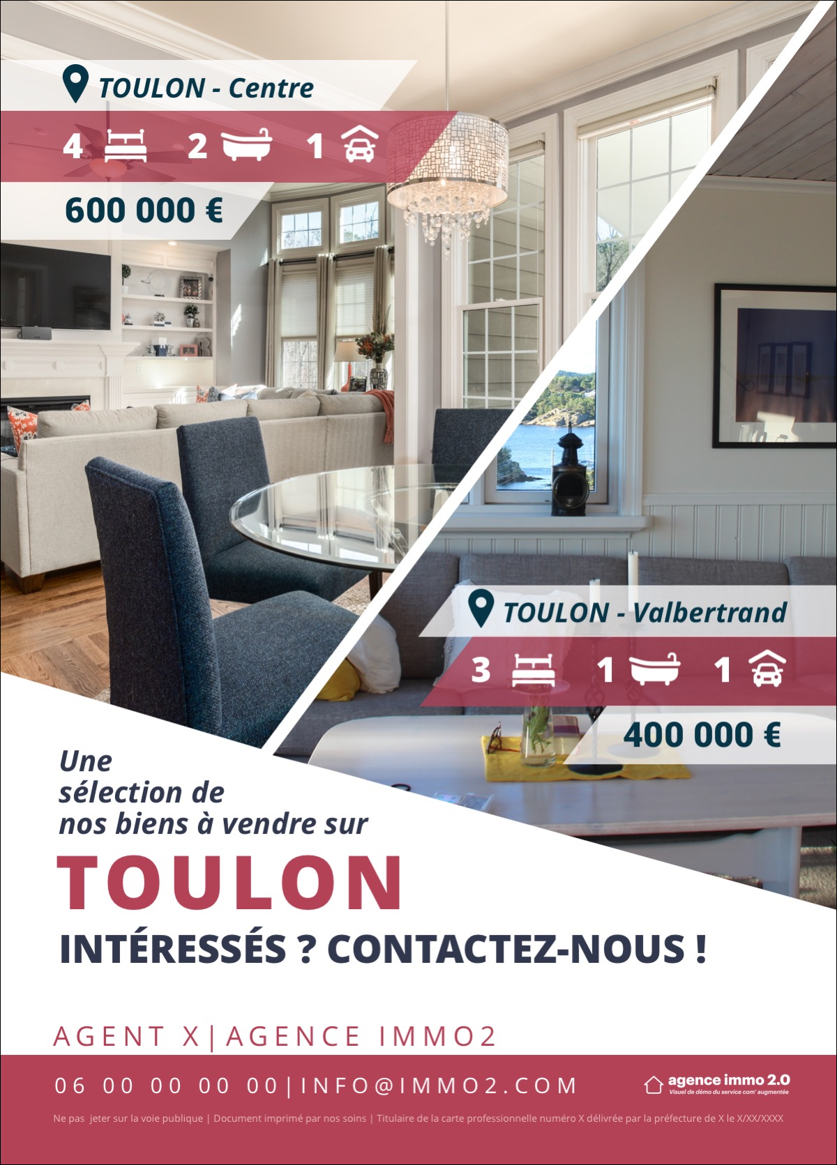 Design flyer immobilier pour communiquer sur plusieurs biens à la vente collection Grease